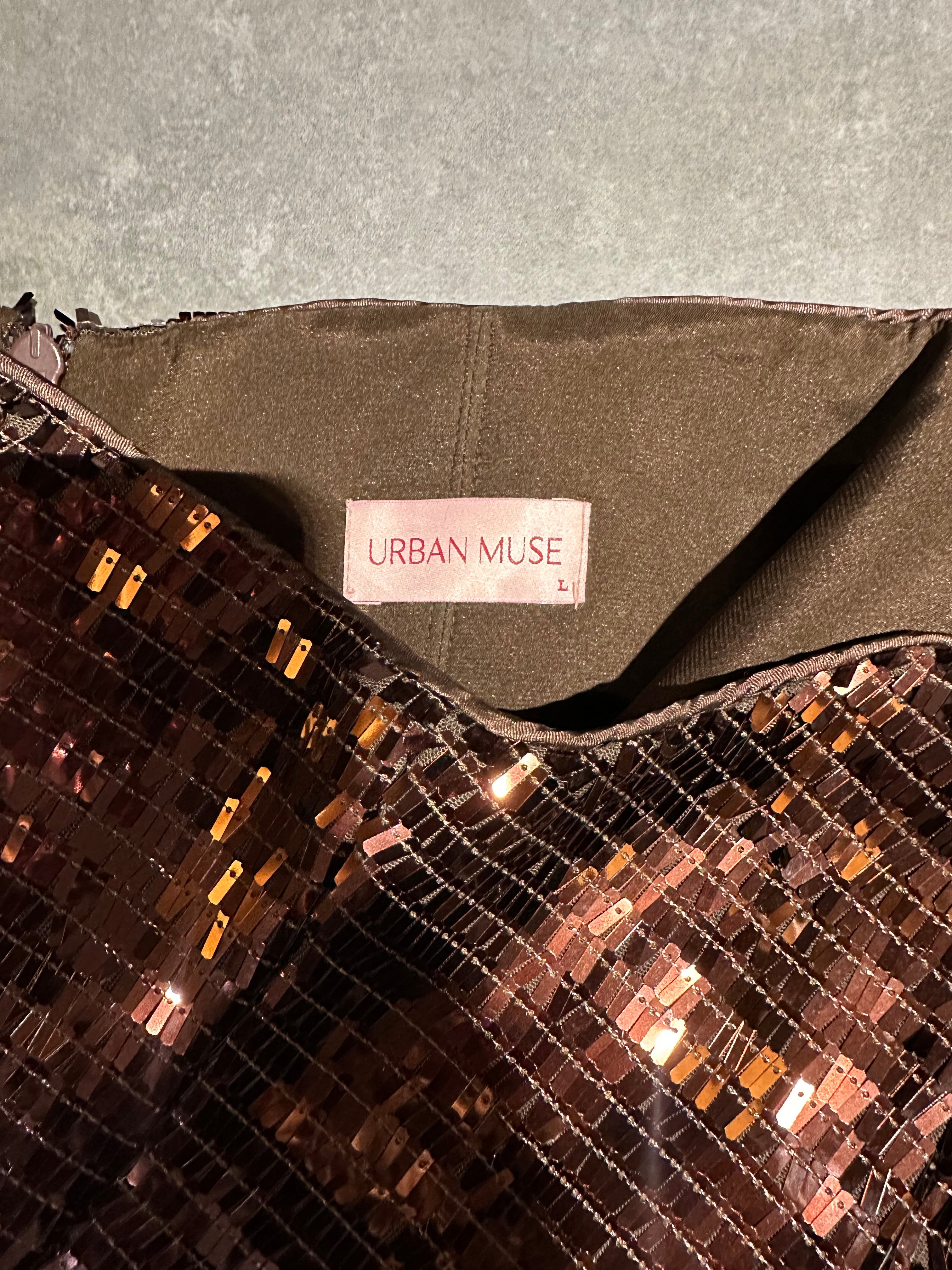 Urban Muse kahve payet midi elbise