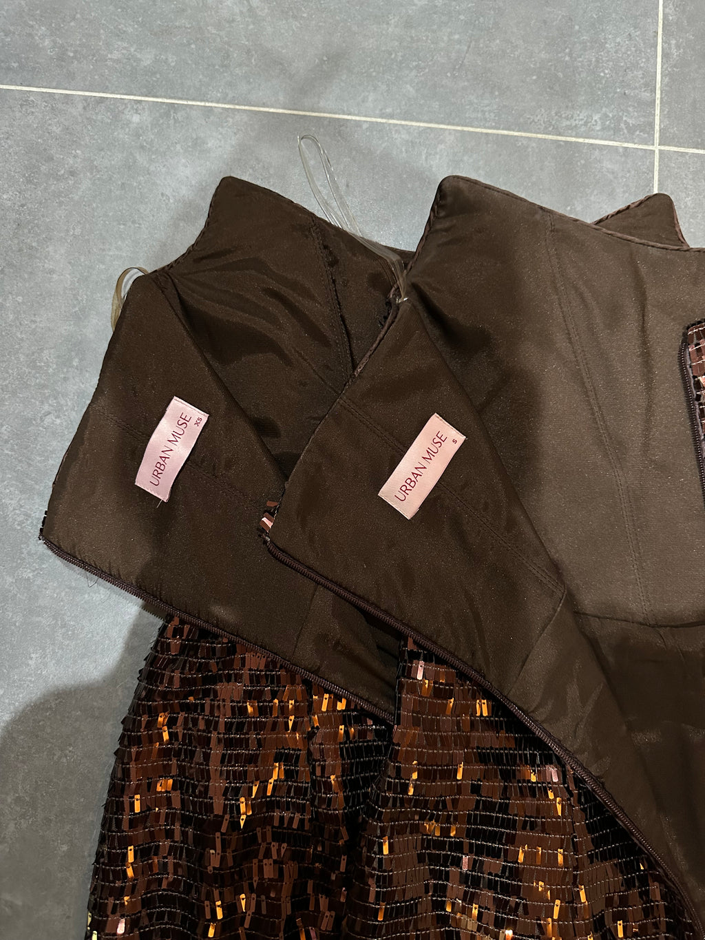 Urban Muse kahve payet midi elbise