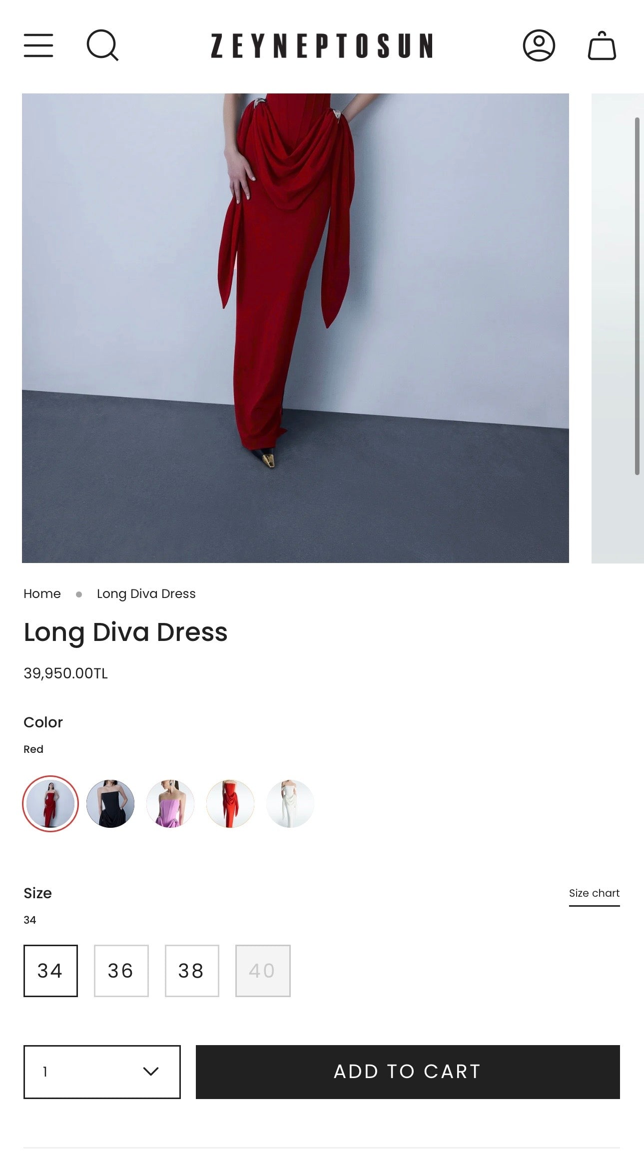 Zeynep Tosun Long Diva Kırmızı Elbise