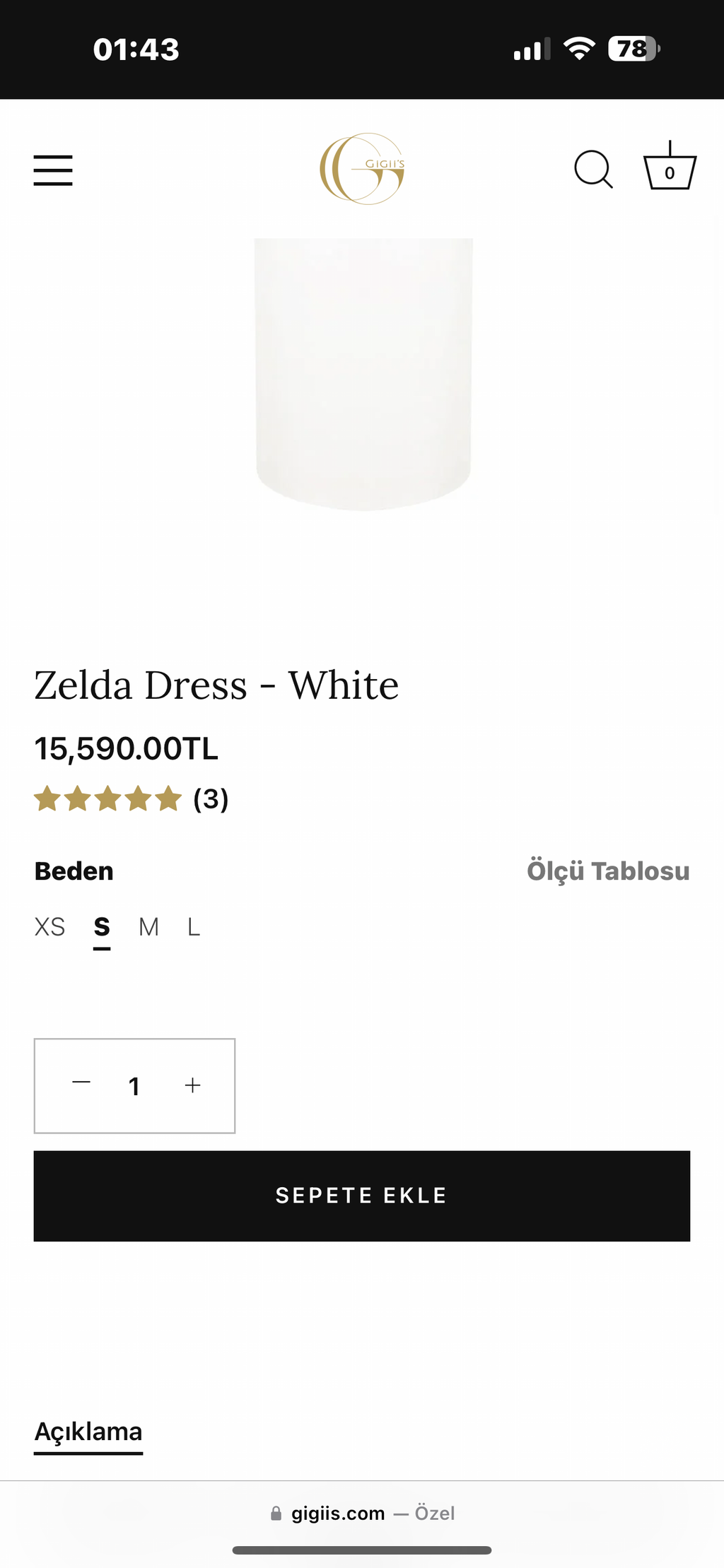 Gigiis Beyaz midi elbise