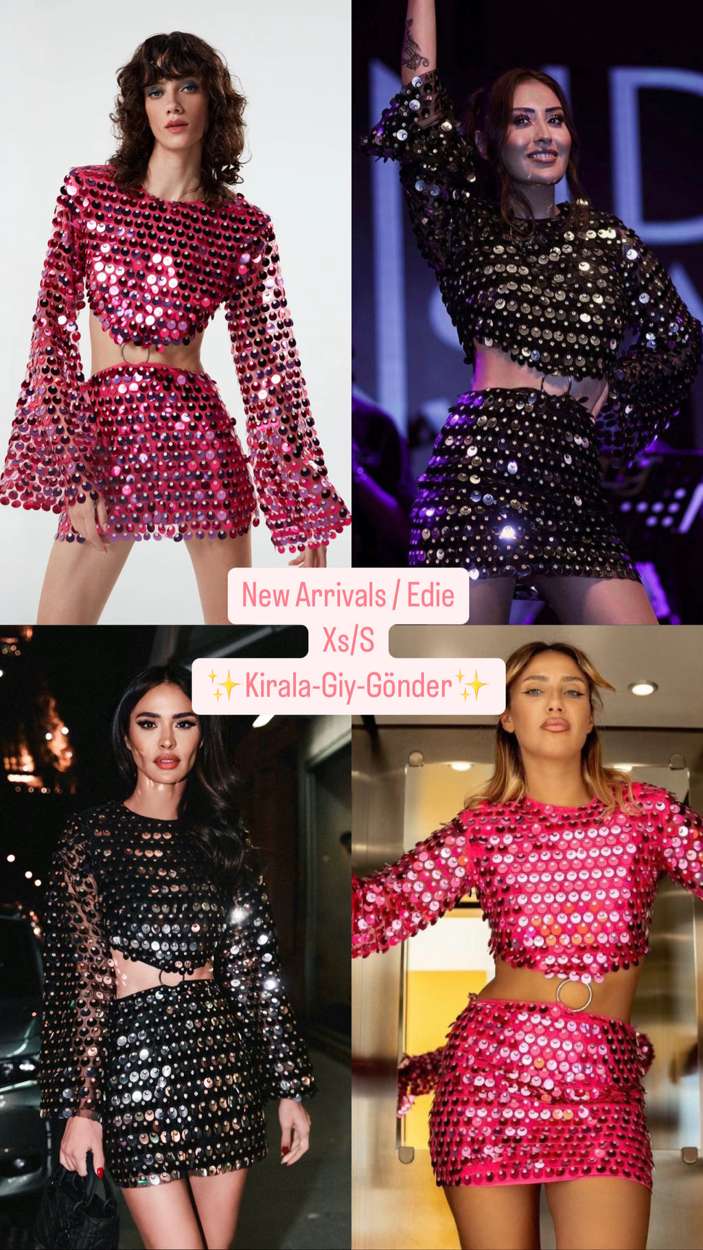 New Arrivals pembe payetli mini elbise
