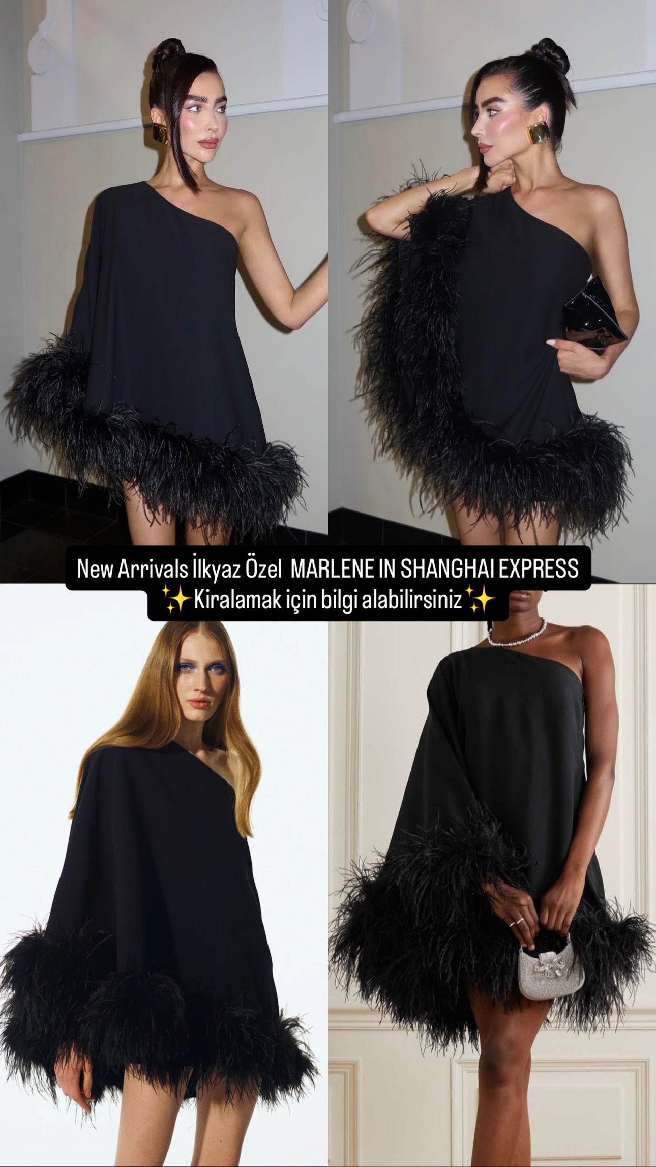 New Arrivals siyah tüylü elbise