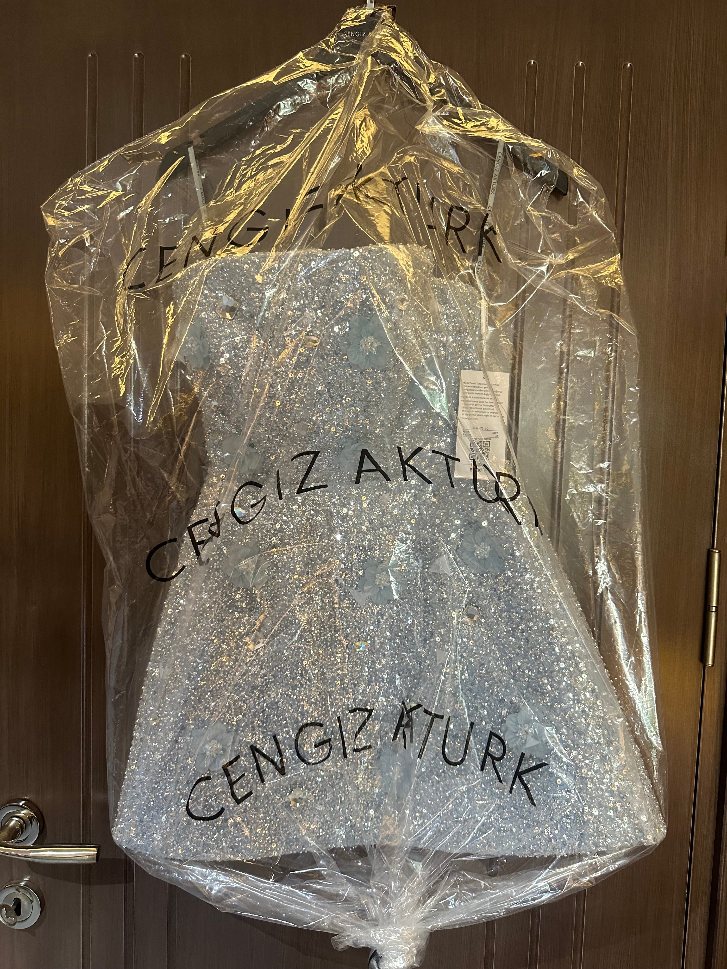Cengiz Aktürk Mavi Mini elbise