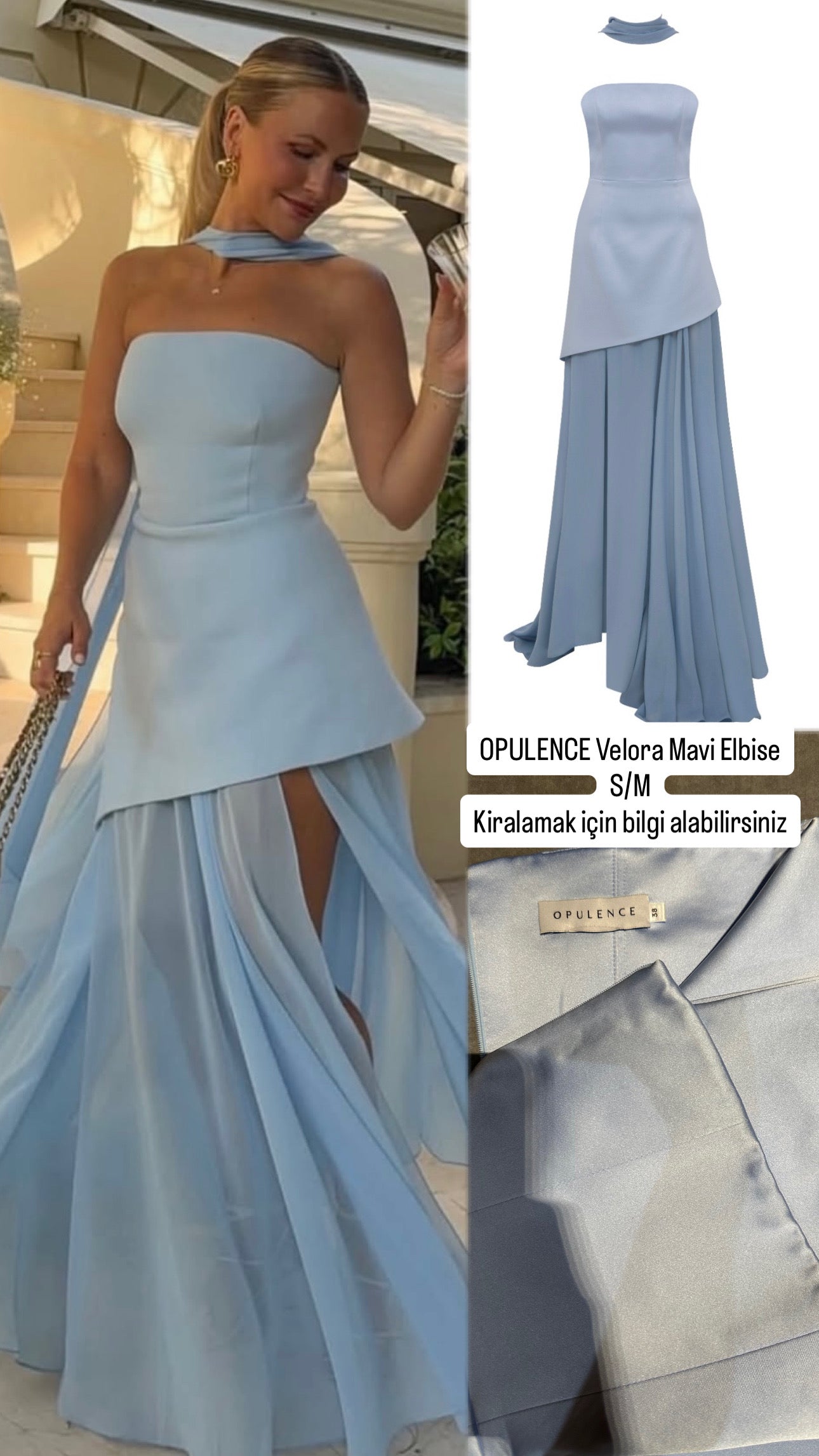 OPULENCE Mavi Uzun Elbise
