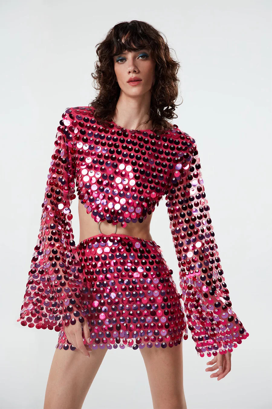 New Arrivals pembe payetli mini elbise