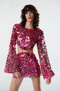 New Arrivals pembe payetli mini elbise