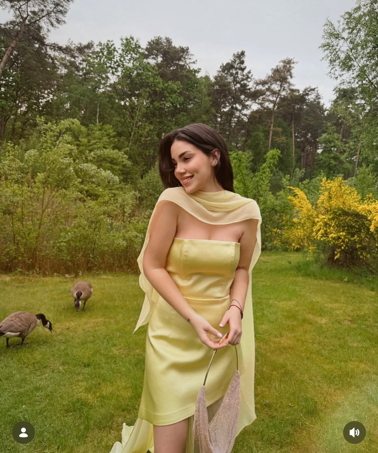 OPULENCE SARI UZUN ELBİSE