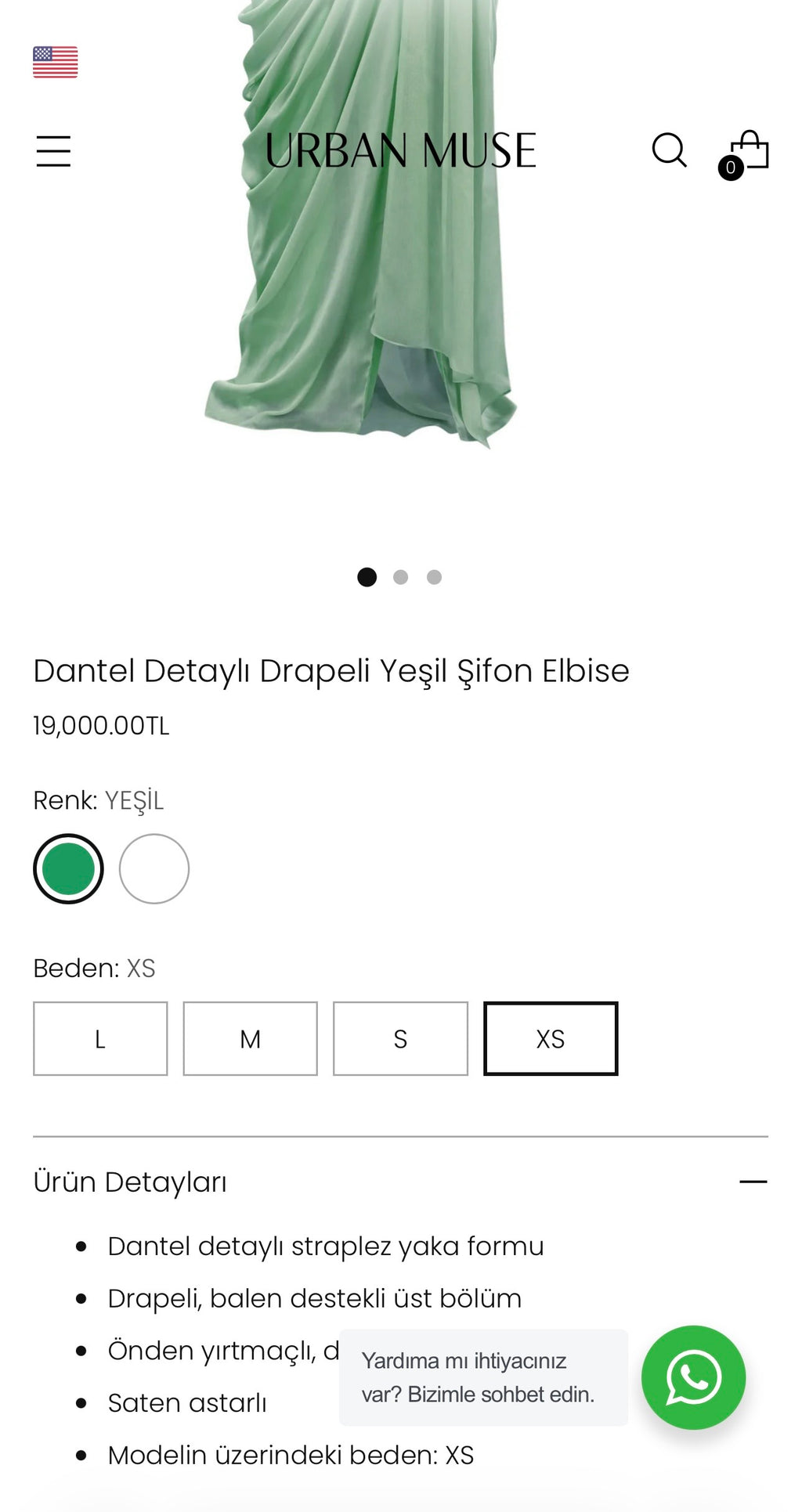 Urban Muse Su yeşili şifon elbise