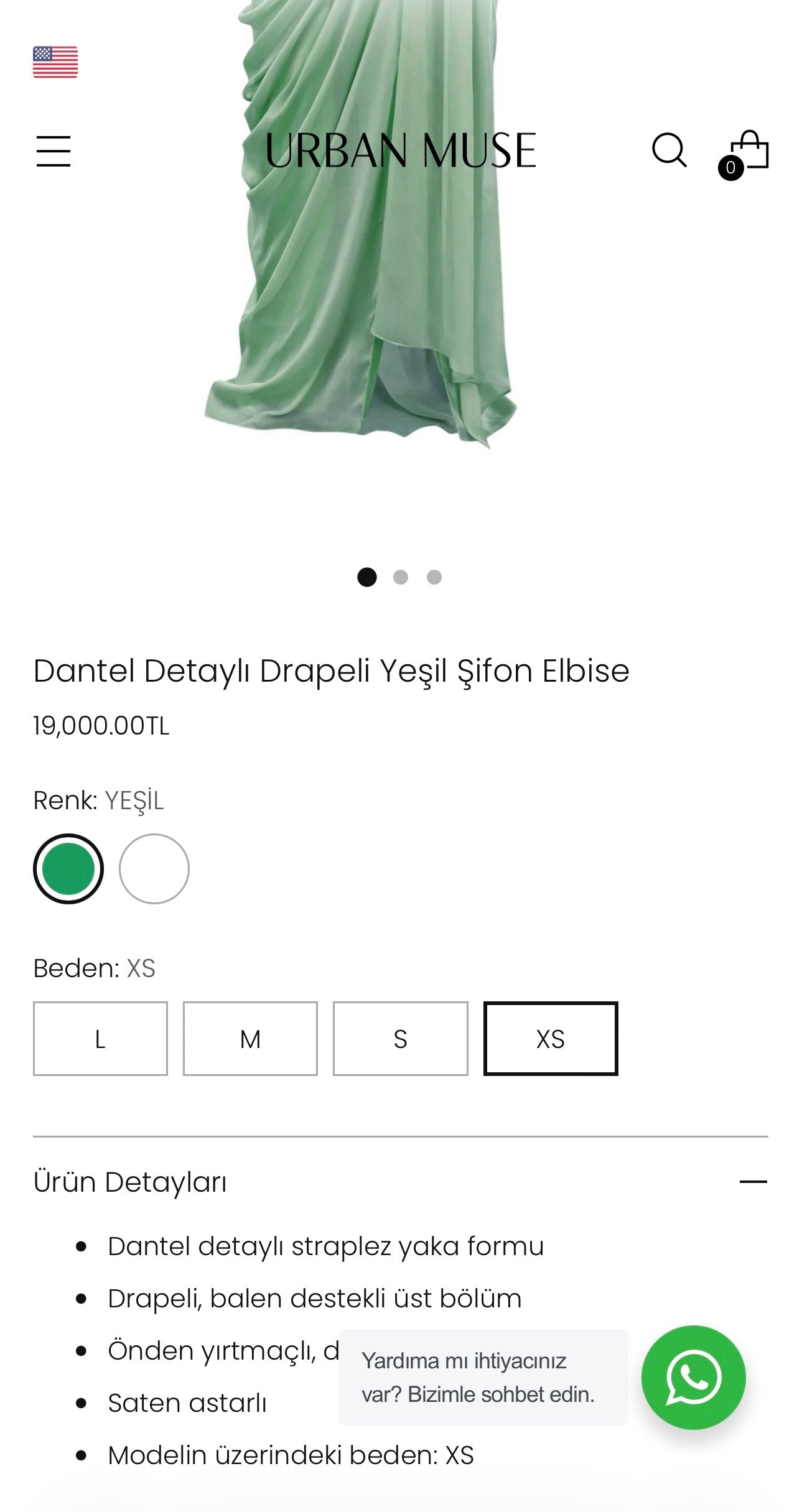 Urban Muse Su yeşili şifon elbise