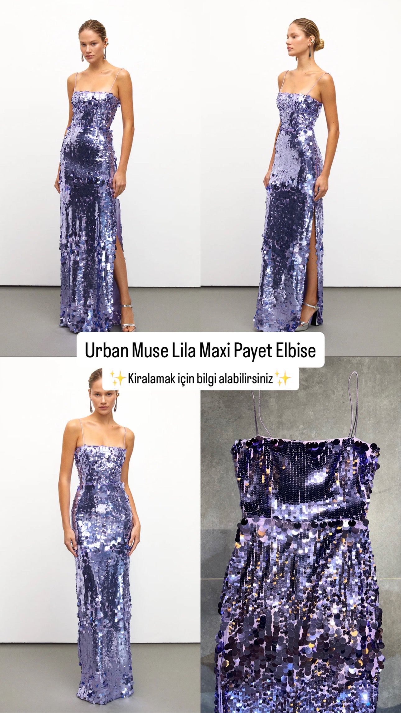 Urban Muse mor uzun payet elbise