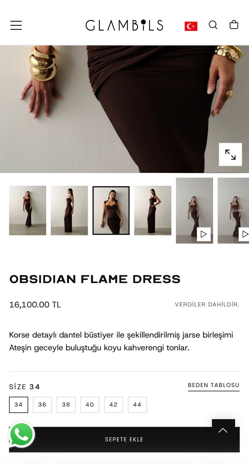 Glambils OPSIDIAN Kahve elbise
