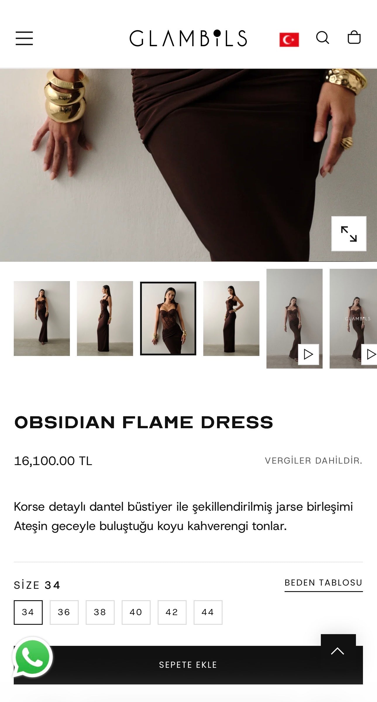 Glambils OPSIDIAN Kahve elbise
