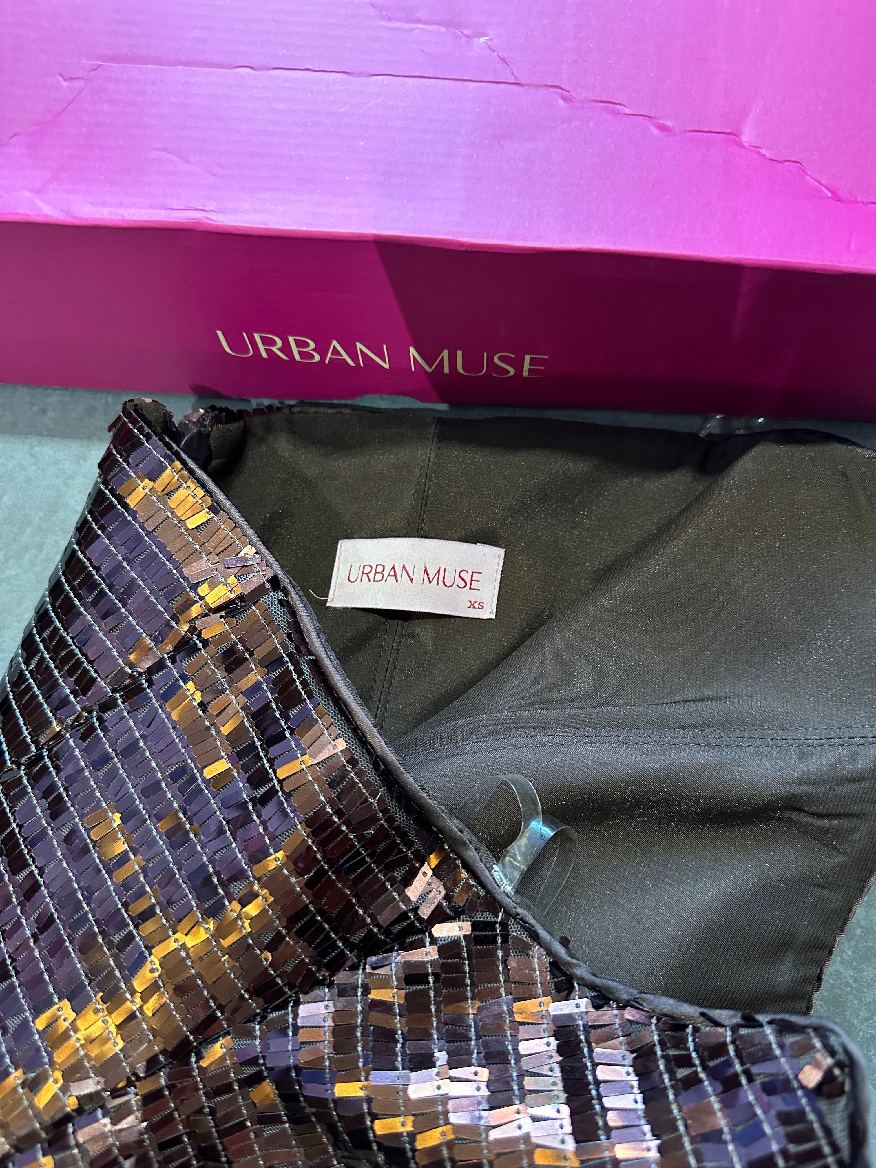 Urban Muse kahve payet midi elbise