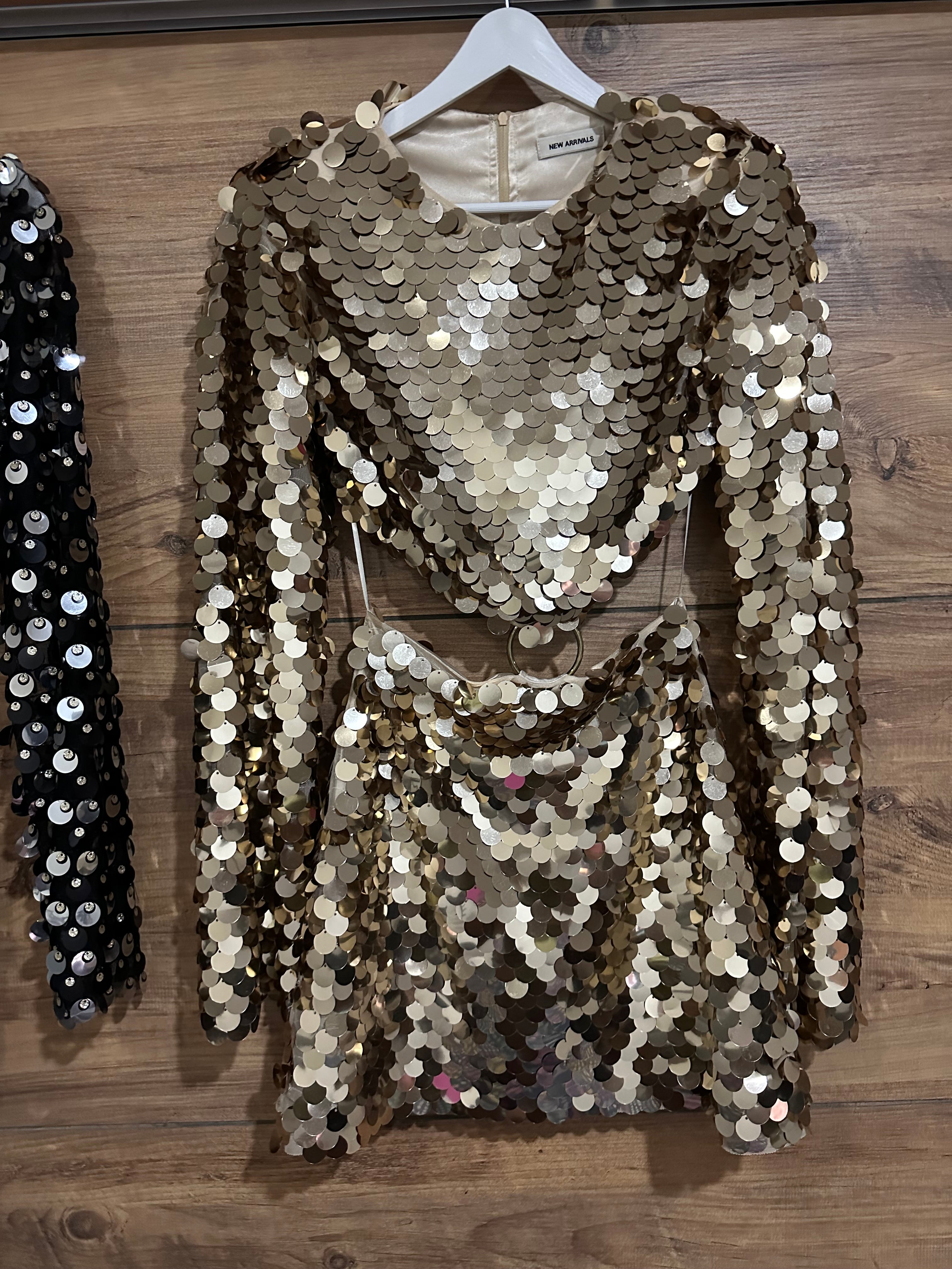 New Arrivals Gold Pullu Elbise