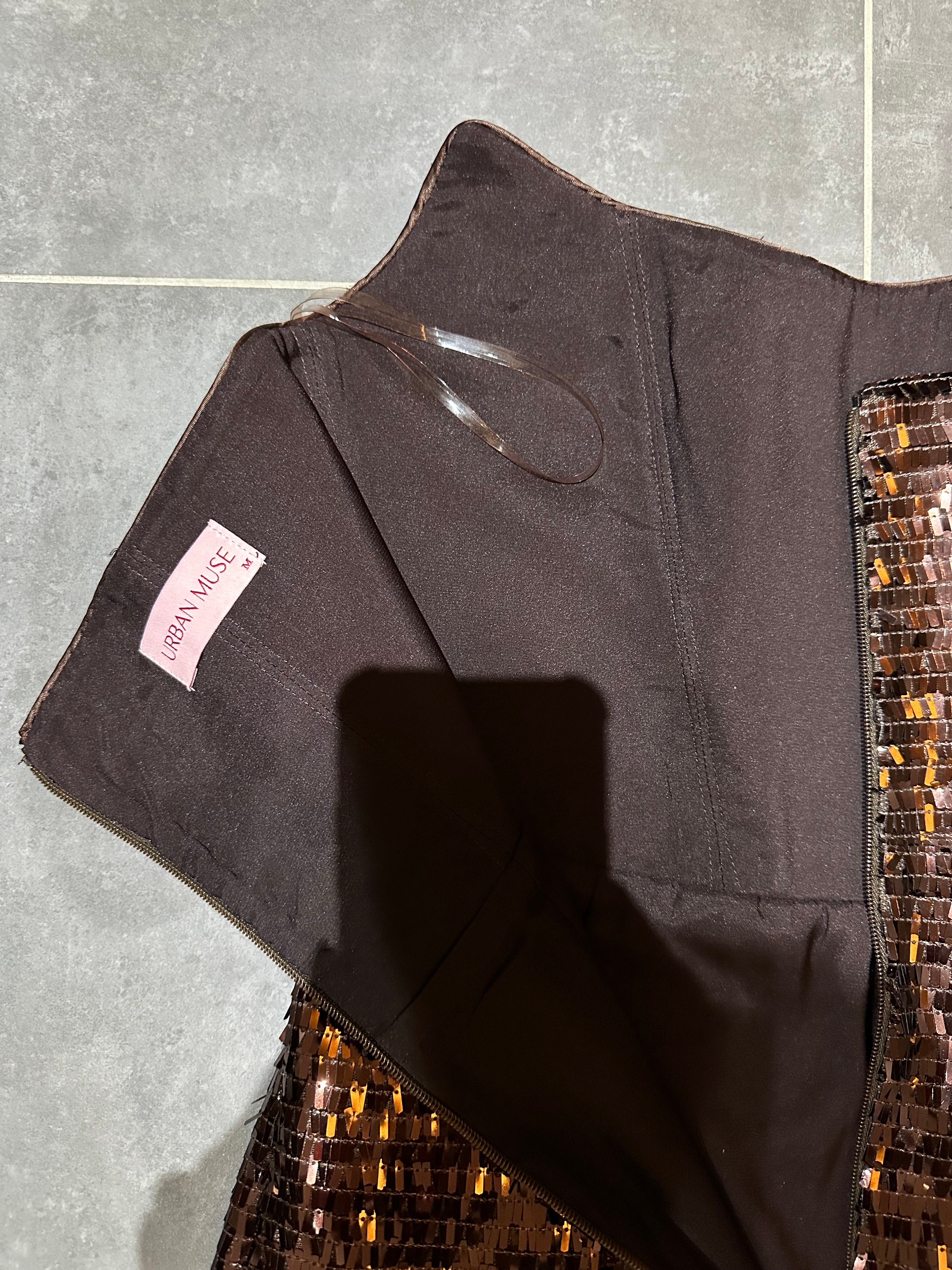 Urban Muse kahve payet midi elbise
