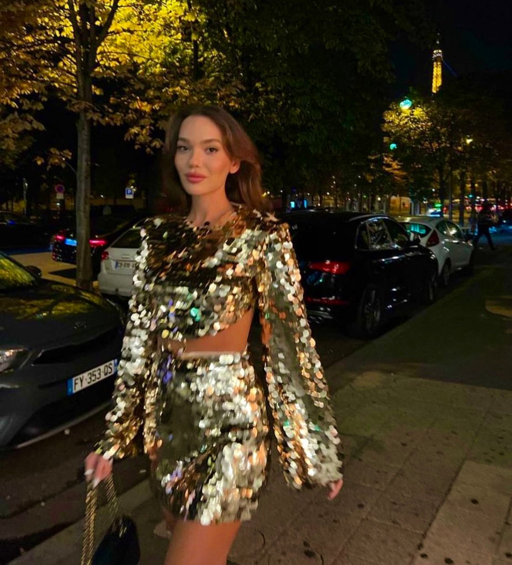 New Arrivals Gold Pullu Elbise