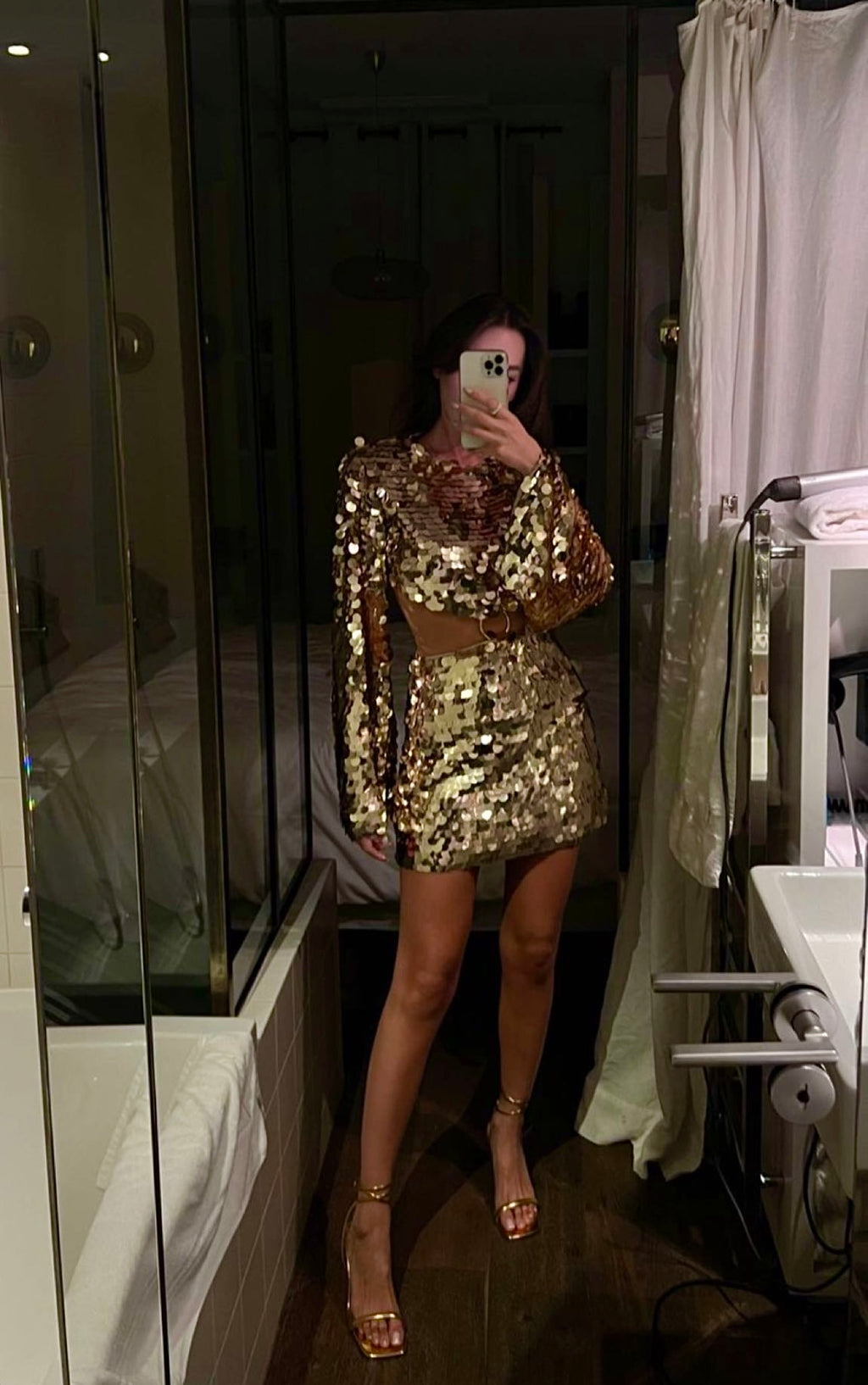 New Arrivals Gold Pullu Elbise