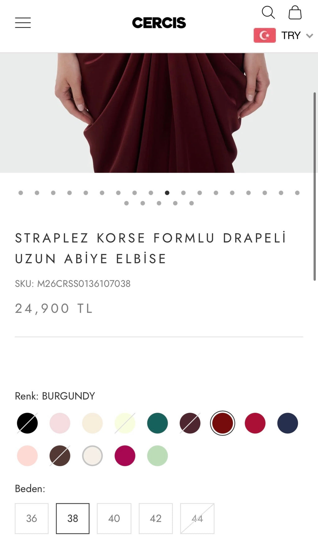 CERCİS STRAPLEZ KORSE DRAPELİ ELBİSE