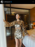 New Arrivals Gold Pullu Elbise