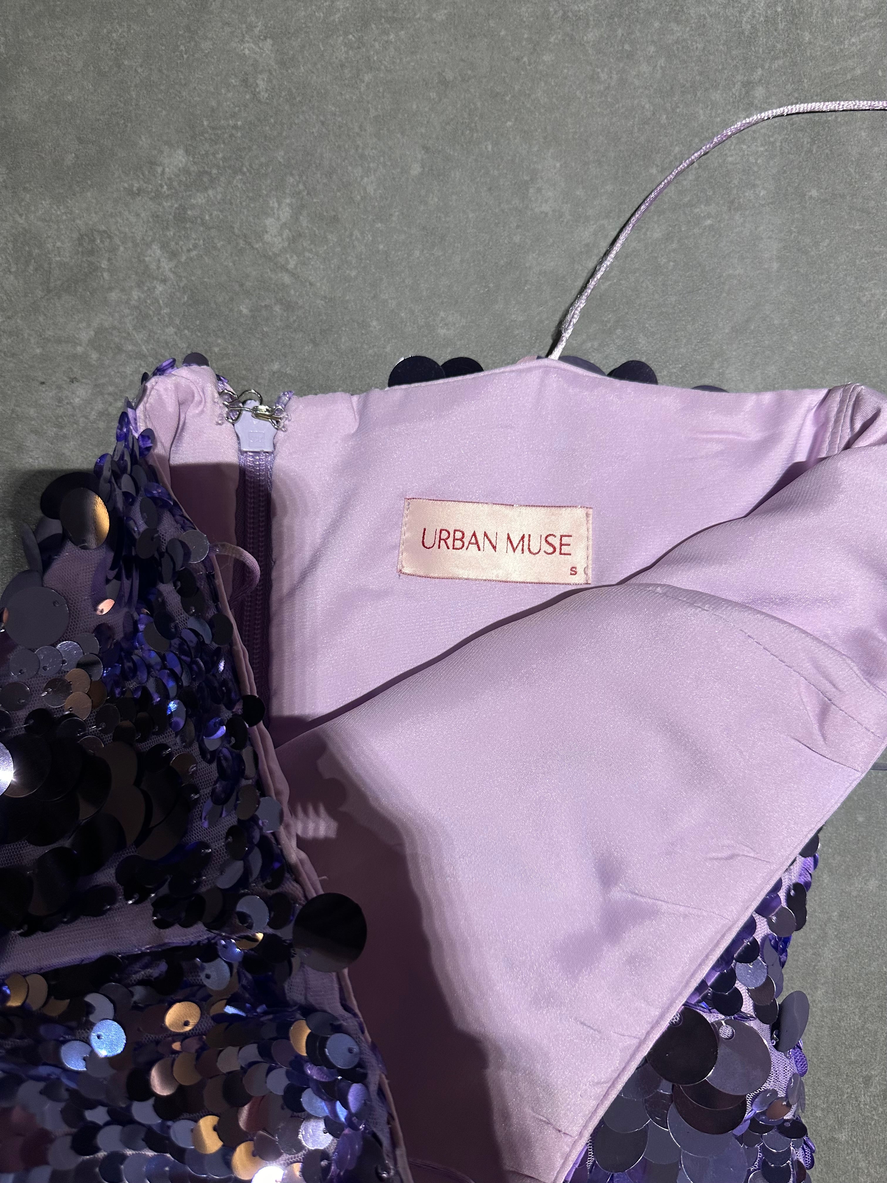 Urban Muse mor uzun payet elbise