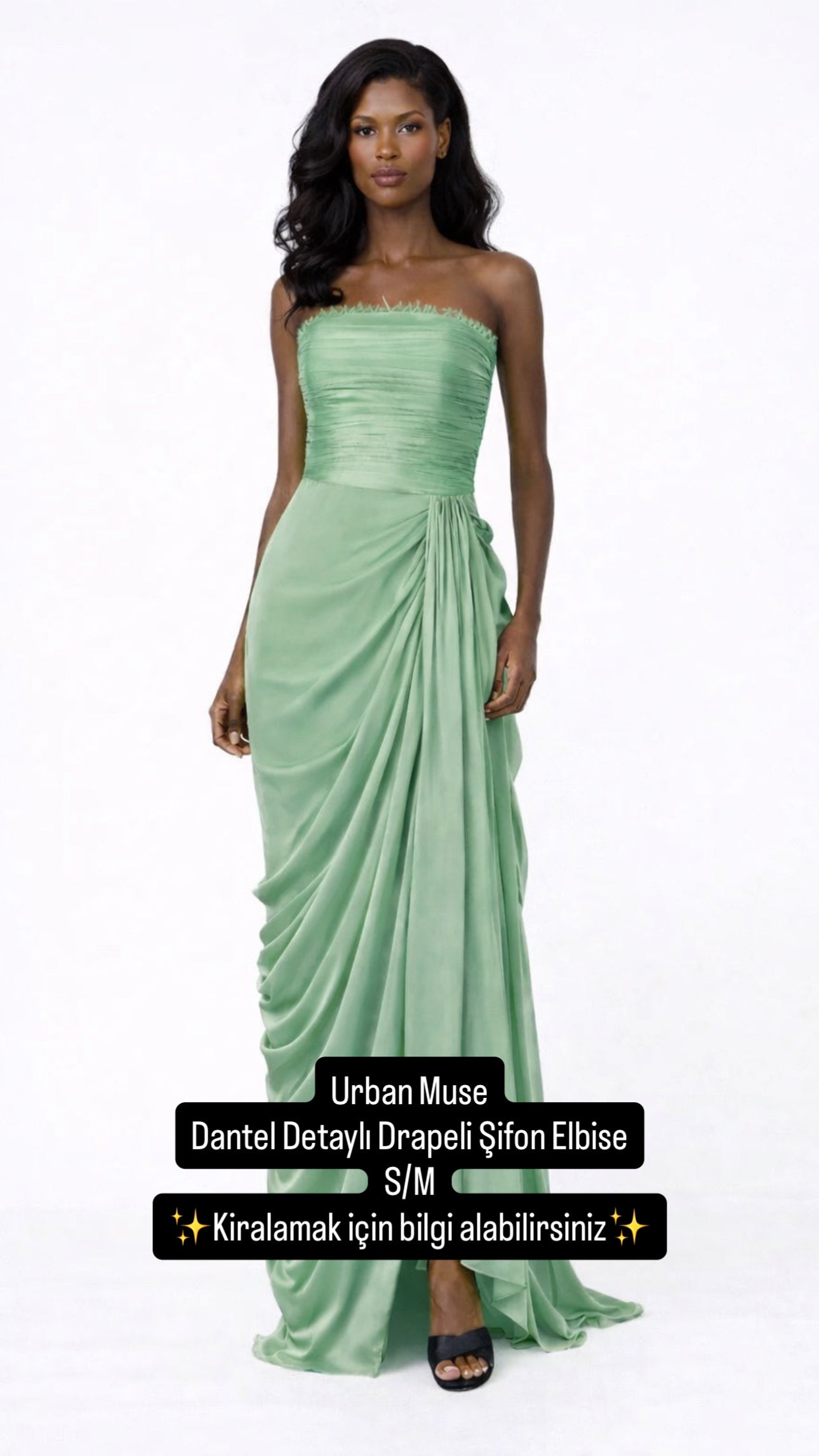 Urban Muse yeşil şifon elbise