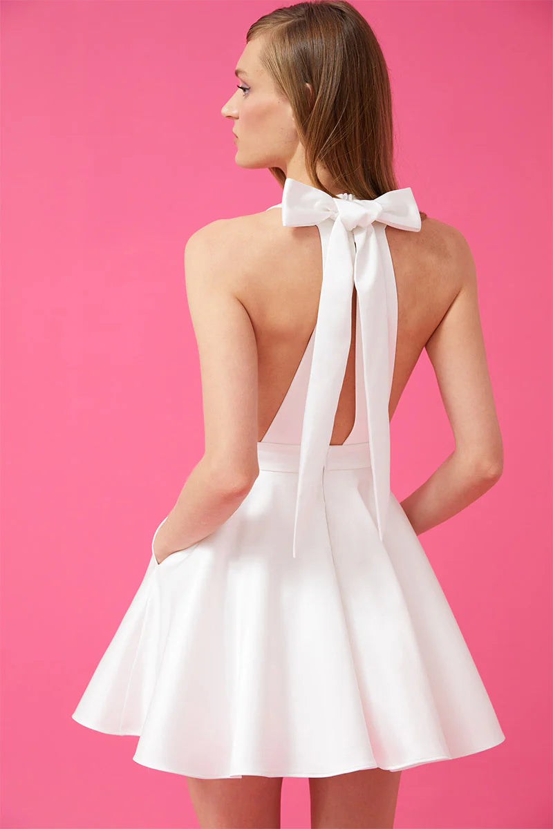 New Arrivals beyaz Saten elbise