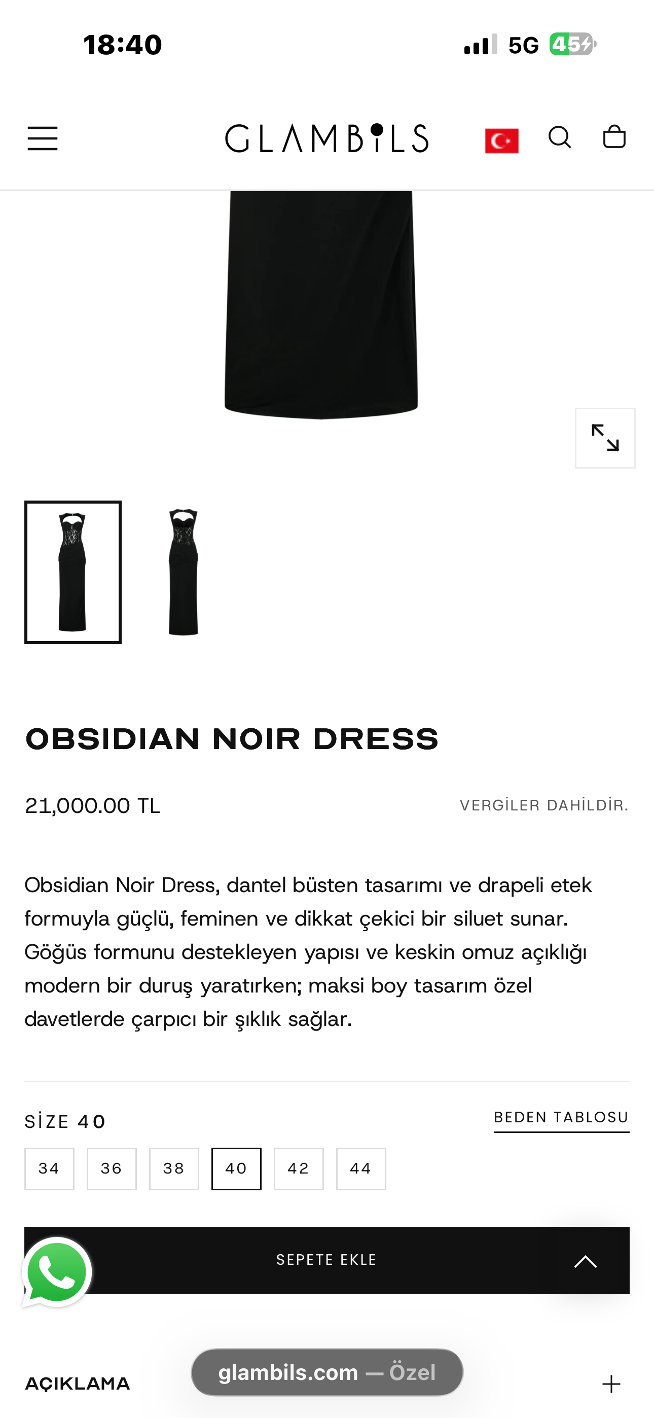 Glambils Obsidian siyah elbise