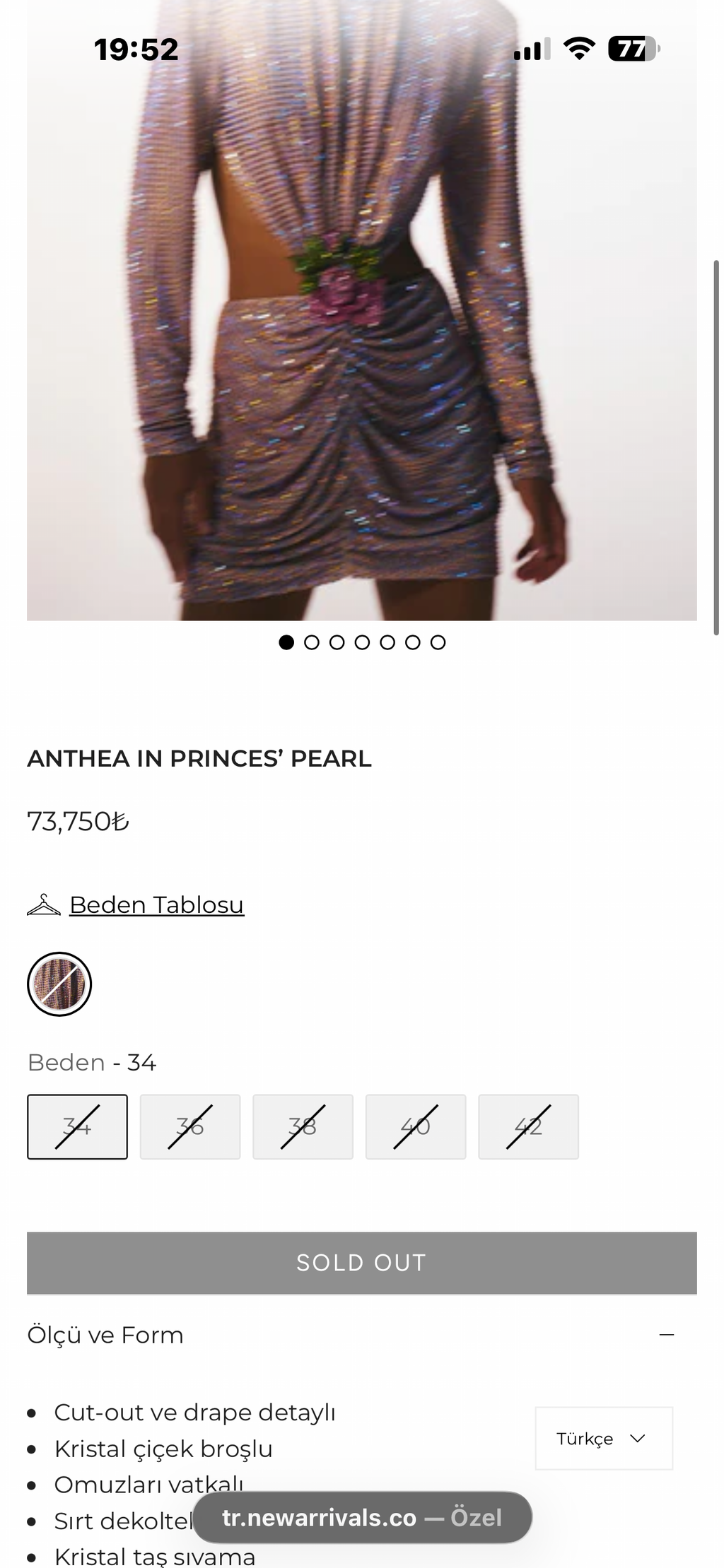 New Arrivals Prences Pearls taşlı elbise