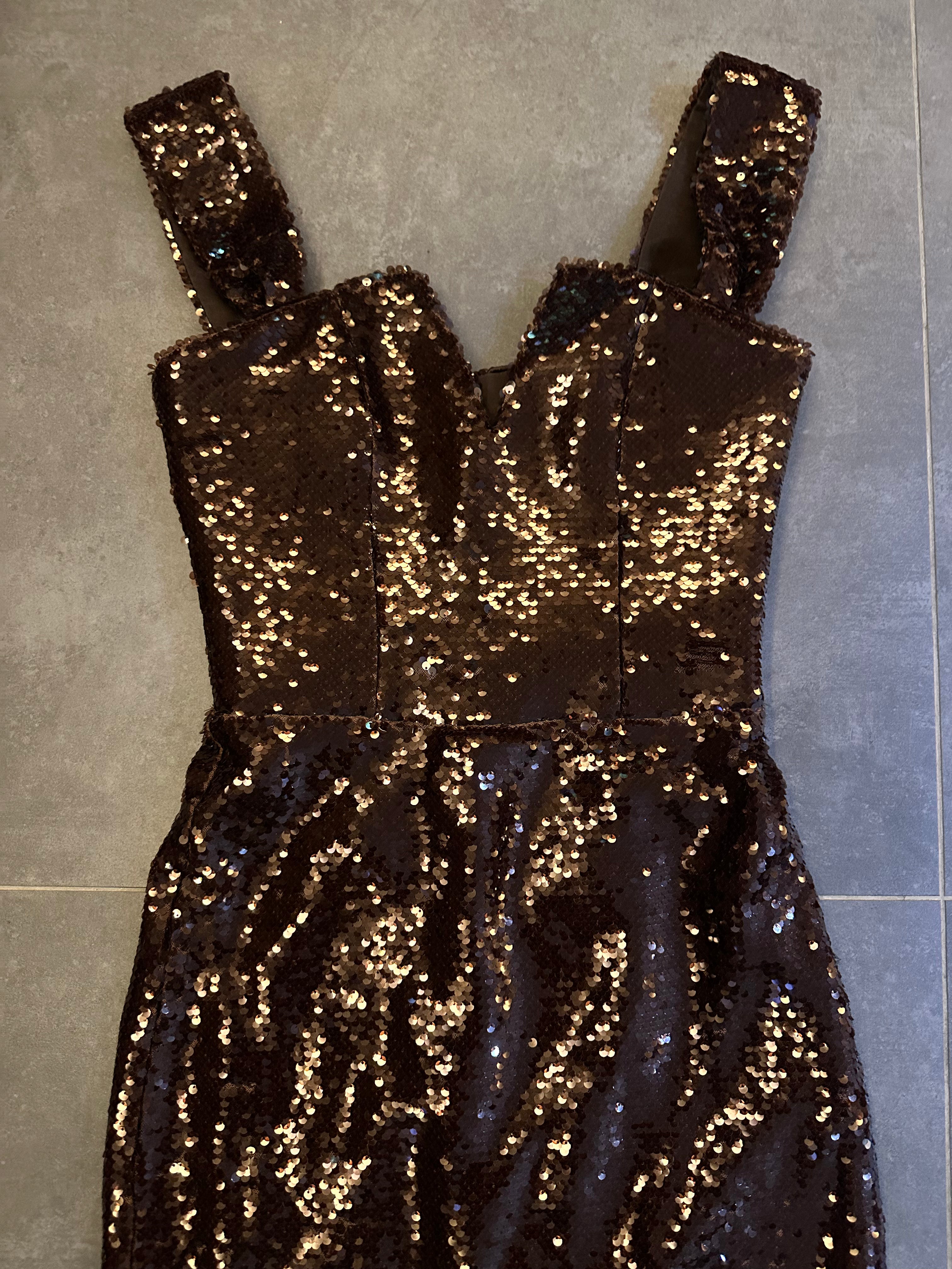Urban Muse Kahve Payet Elbise